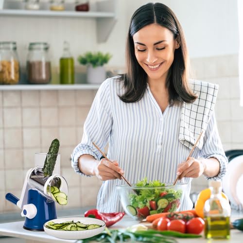 3‑Blade Rotary Cheese Grater for Kitchen (3 blades / Dark Blue)