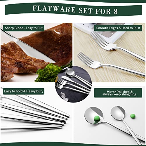 40 Piece Silverware Set for 8 (Silver)