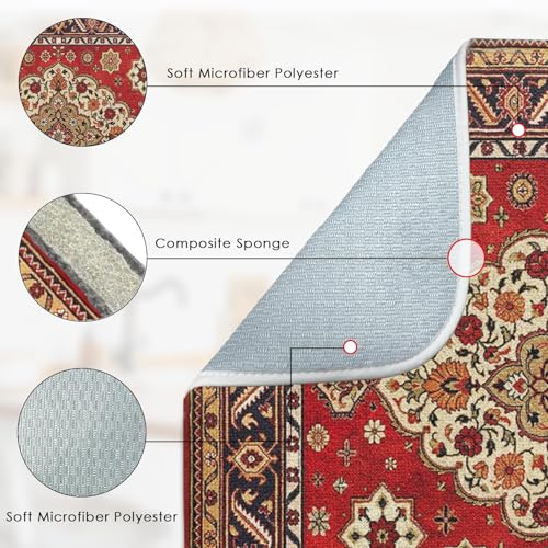 Absorbent Dish Drying Mat Kitchen Counter 18" x 24" Moroccan Royal (18" x 24" / Red Tribal)