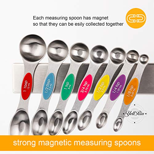 Magnetic Measuring Spoons Set Stainless Steel Dual Sided Measuring Spoons (Color)
