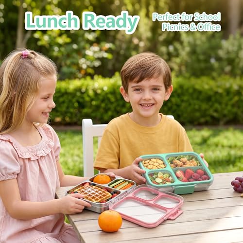 Stainless Steel Bento Lunch Box 3 (Green / 34oz (1000ml))