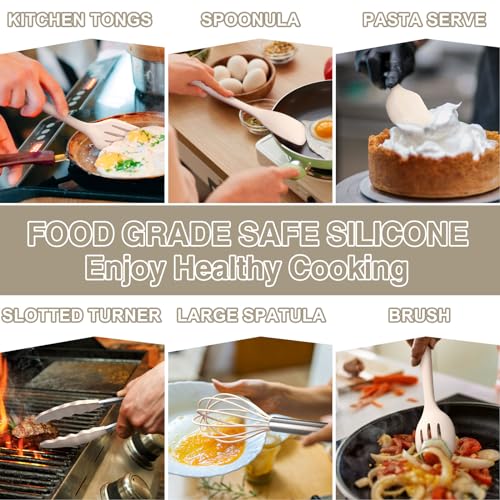 22 Piece Silicone Cooking Utensils Set (Khaki)