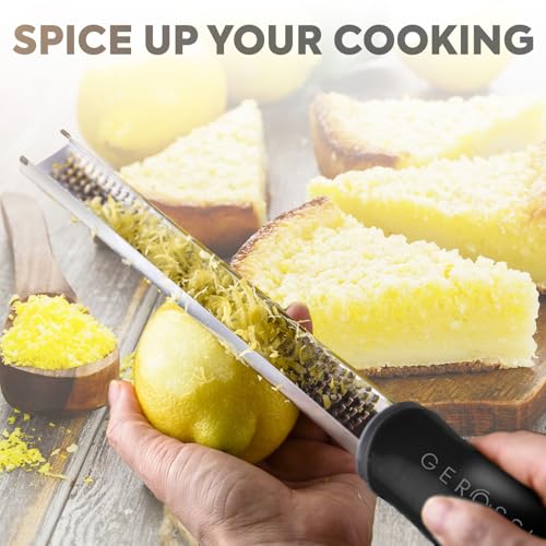 Stainless Steel Cheese Grater & Lemon Zester w (Black)