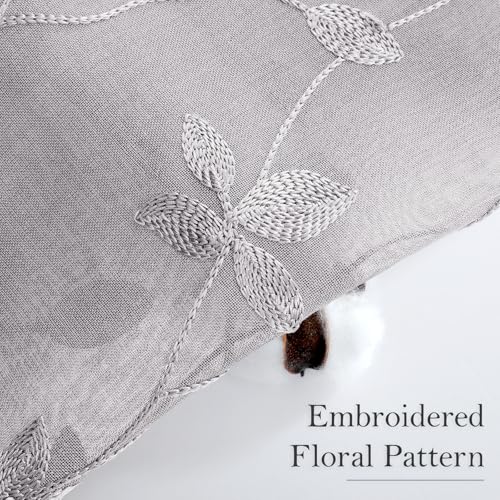 Light Grey Sheer Curtains Vine Embroidered (52"W x 63"L (Pack of 2) / Vine Light Grey)