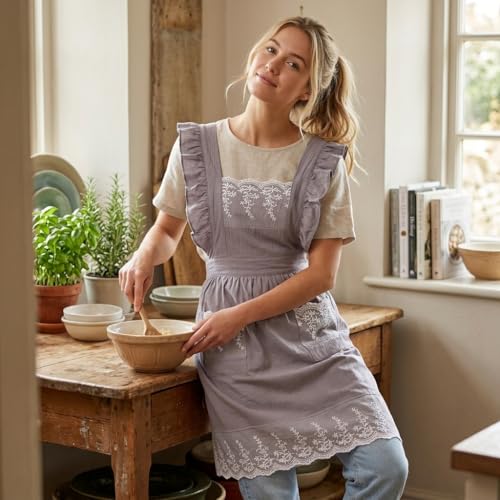 Vintage Aprons for Women (Grey)