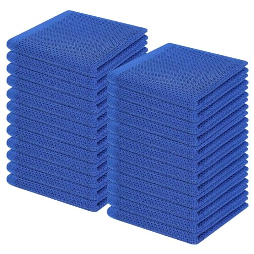 100% Cotton Waffle Weave Kitchen Dish Cloths 24 (Blueberry / 12 X 12 - 24 Pack)