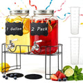 1 Gallon Glass Drink Dispenser with Stand (1Gallon-2Pcs)