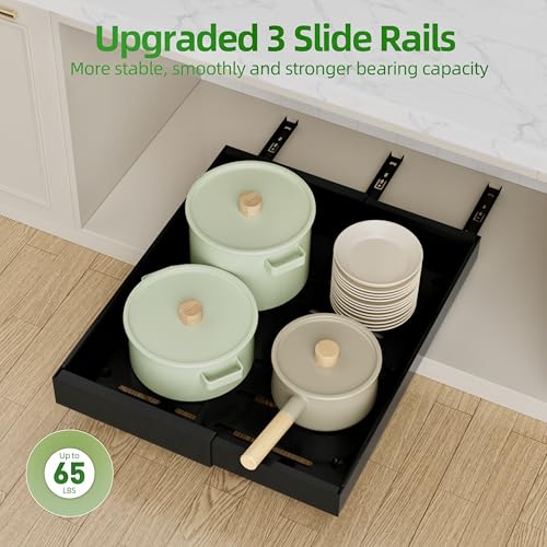 4 Pack Expandable Pull Out Cabinet Organizer (21"D X 9-14"W (4 Pack) / Black)