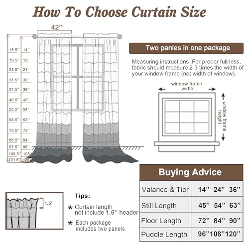 Stone Blue Sheer Curtains 72 Inch Length 2 Panels (Stone Blue / 42"W x 72"L (Pack of 2))
