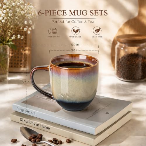 Ceramic Coffee Mugs Set of 4 (Mocha Brown / 12 OZ (Set of 4))