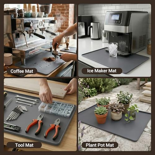 Silicone Coffee Mat for Countertop (Gray / 24" x 16")