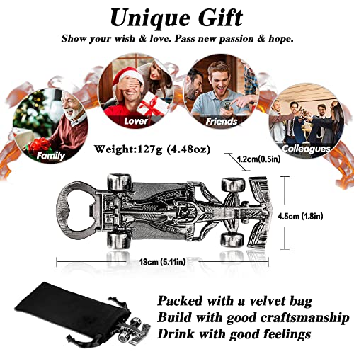 Racing Car Bottle Opener (Metallic Silver with Gift Bag)