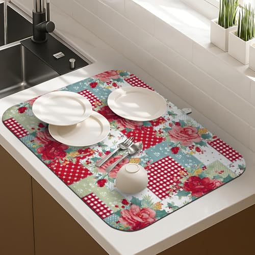 Dish Drying Mat Drainer Pads (Red / 18"x24")