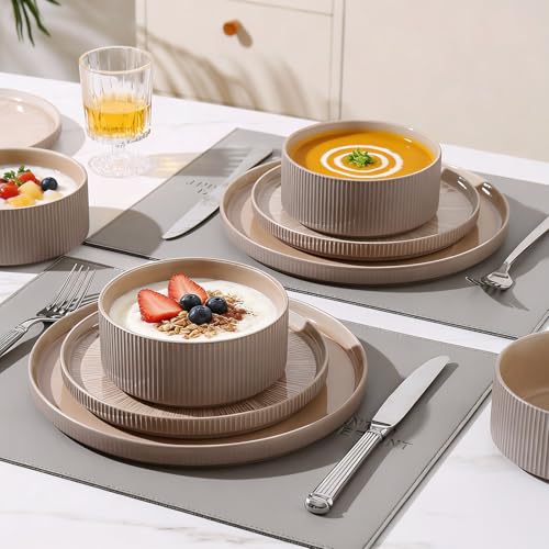 Dinnerware Sets for 6 (Light Brown / 6-Set(18pcs))