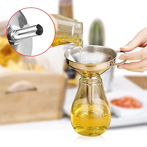 5 Inch Food Grade Stainless Steel Kitchen Funnel with Strainer Filter for Transferring of Liquid Dry Ingredients and Metal Cooking Funnel (1 Pack 5")
