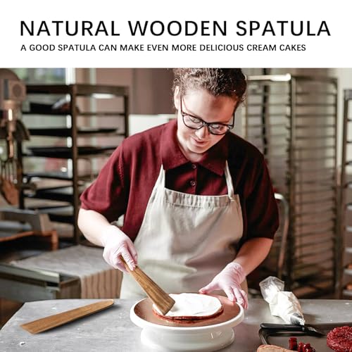 Flat Wooden Spatulas for Cooking (Sturdy 12inch / Acacia Brown)