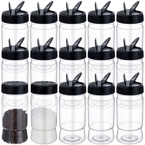 10.1 oz 30 Pack Plastic Spice Jars with Shaker Lids Clear Seasoning Containers Spice Bottles for Kitchen Storing Herbs Seasoning Powders (10.1 oz / Irregular)