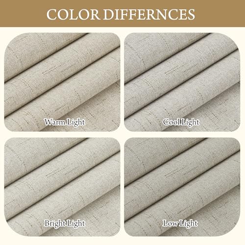 100% Blackout Beige Linen Blackout Curtains (Z - Beige / 52"W x 96"L (Pack of 2))
