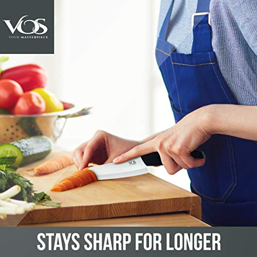 Ceramic Knife Set with Peeler (Black handle and white blade / 4 Pcs)