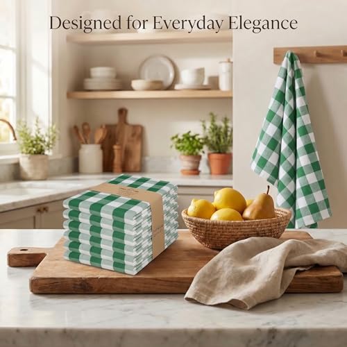 Kitchen Towels Cotton Dish Towels 20”x30” (20" x 30" (Set of 6) / 070 Hunter/White)