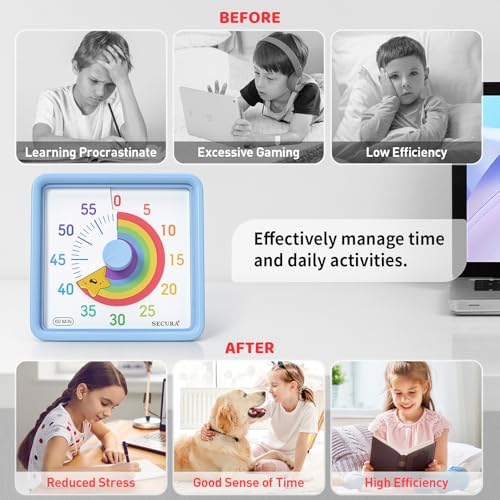 60 Minute Visual Timer for Kids (Blue & Star)