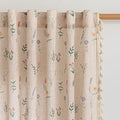 Floral Semi Sheer Curtains 63 Inch Length 2 Panels Linen Blend Spring Farmhouse Drapes with Tassel Back Tab for Girls Bedroom Nursery Vintage Rustic Flower Patterned (Flesh Pink / 50"W x 63"L (Pack of 2))