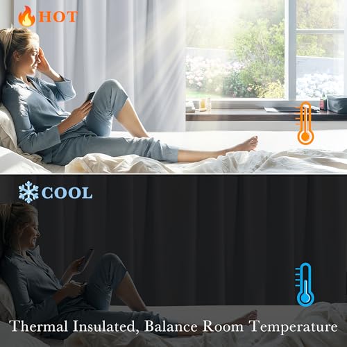 Blackout Curtains Thermal Insulated Window Treatment Panels Back Tab (Greyish White / 70"W x 63"L (Pack of 2))