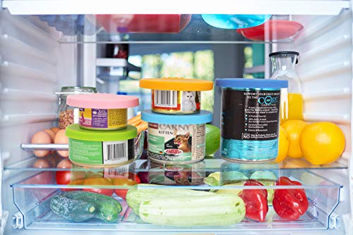 Pet Food Can Cover Silicone Can Lids for Dog and Cat Food (Green/Orange)