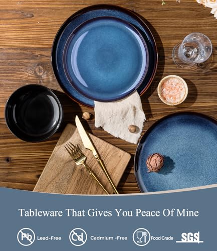 Ceramic Dinnerware Sets for 4 (Modern-Blue / Service for 4 (16pcs P))