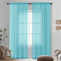 Aqua Sheer Curtains 90 Inches Long 2 Panels (Aqua / 42"W x 90"L (Pack of 2))
