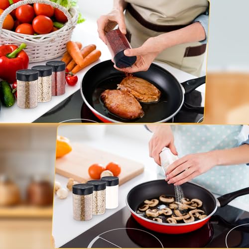 30 Pack 8.4 oz Plastic Spice Jars with Black Cap Empty Clear Plastic Spice Bottle Containers Reusable Seasoning Jars with Shaker Lids for Kitchen Storing and Dispensing Salt Powders (8.4 oz)