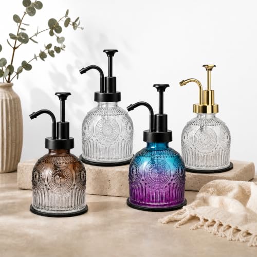 8 Oz Clear Glass Soap Dispenser with Rust Proof Gold Pump (Clear-gold Pump-1 Pack)