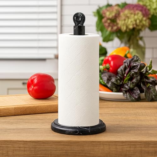 Handmade Black and Gold Marble Paper Towel Holder (Dark Marble)