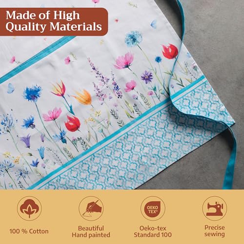 Aprons for women with Pocket 100% Cotton Pack of 1 (068 - Flower in the Field)