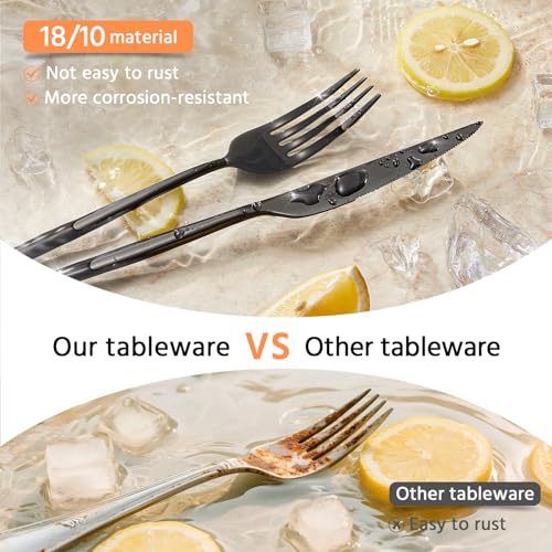 18 10 Silverware Set for 4 (Black / 20-Piece)