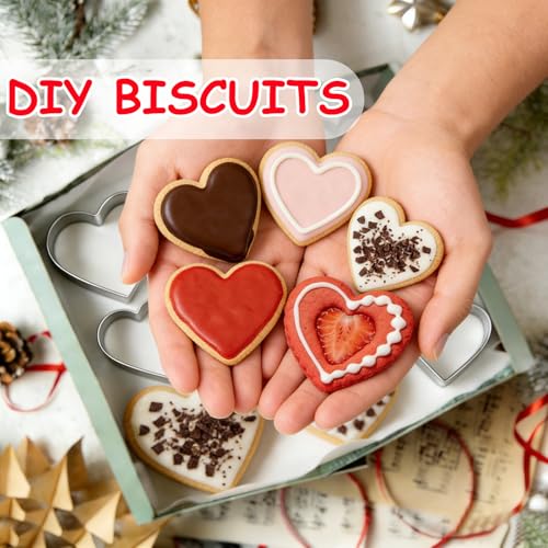 Love Heart Cookie Cutter Set Pack of 5 Valentines Day Heart Biscuit Cutter for Sandwiches (A-Heart)