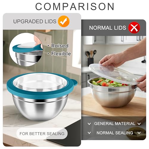 Mixing Bowls with Airtight Clear Lids (Teal Blue / Visible Airtight Lids)