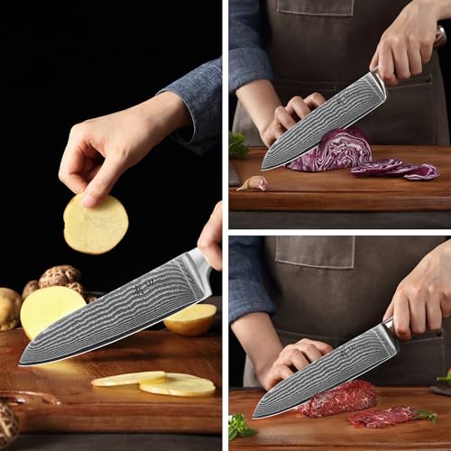EDIB 3 Piece Damascus Kitchen Knife Set in Wooden Gift Box (EDIB Series-3 pcs)