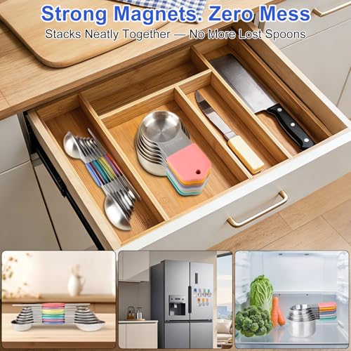 Magnetic Measuring Cups and Spoons Set (Light Colorful / Magnetic Measuring Cups and Spoons Set)