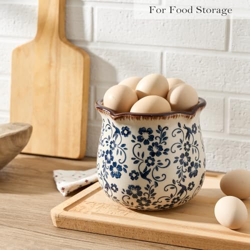 5.75" H Blue Wide Cooking Utensil Holder for Kitchen Counter (Blue Chinoiserie Floral)