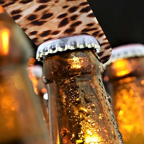 Leopard Pattern Stainless Steel Bottle Opener Cheetah Animal Print Beautiful Watercolor Spotted Skin Pattern Flat Beer Bottle Opener Keychain for Home Kitchen Bar Restaurant Party Gift (Leopard Pattern)