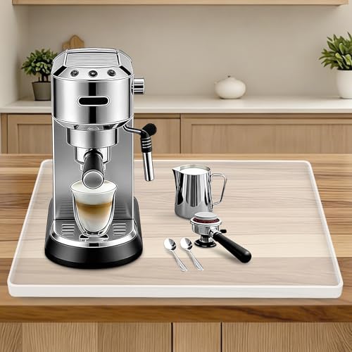 Silicone Coffee Maker Mat with Lip for Countertops 15.7''x11.8''Translucent (Translucent / 15.7'' x 11.8'')