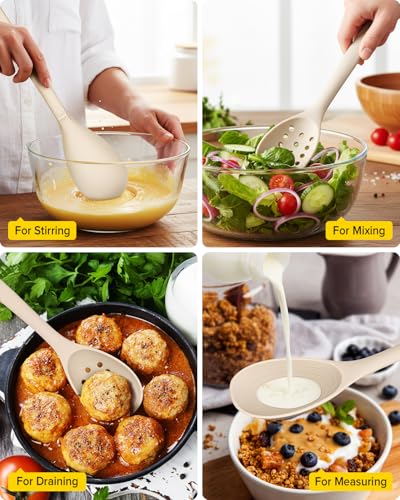 Pack of 2 Silicone Cooking Spoons (Khaki)