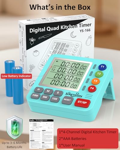 Digital Kitchen Timer with 4 Channel (Mint Green)