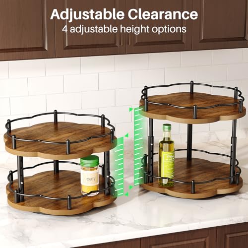 2 Tier Lazy Susan Spice Rack Organizer for Cabinet (Vintage)
