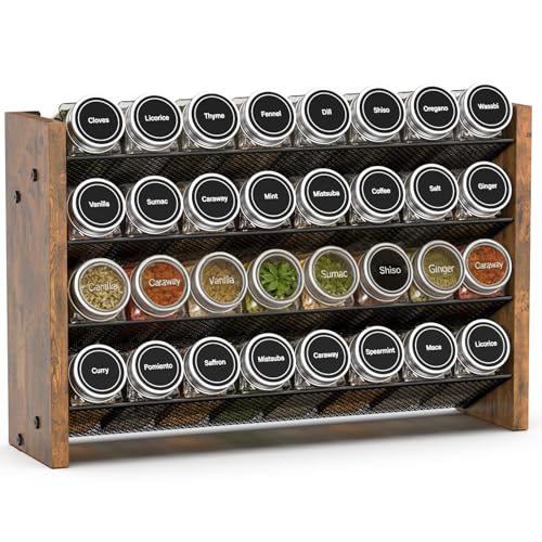 Spice Rack Organizer for Cabinet (Holds 32 Jars, 15.7"W × 10.3"H)