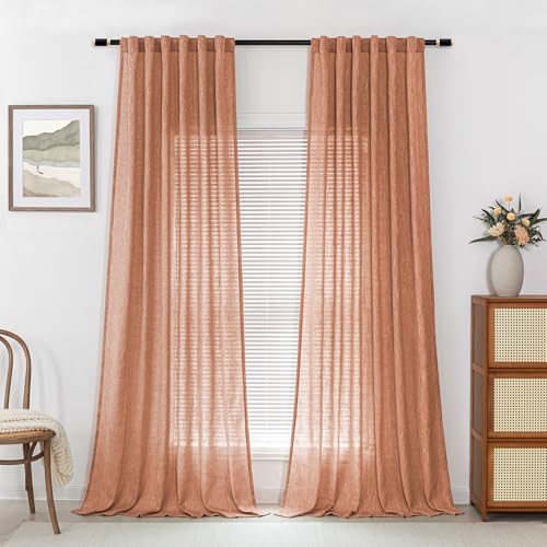 Floor Length Burnt Orange Curtains 95 Inch Long Panels (50"W x 95"L (Pack of 2) / Burnt Orange)