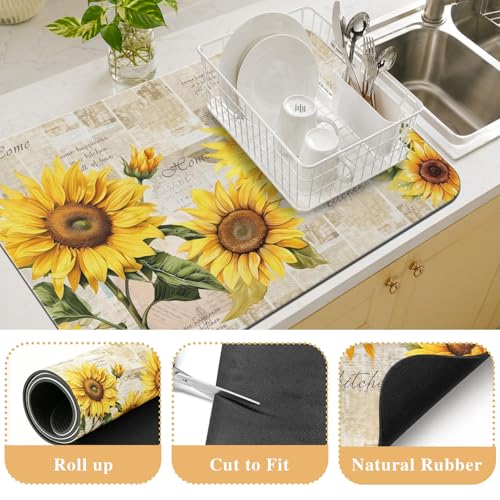Kitchen Countertop Dish Drying Mat (Yellow / 31.5" x 17")
