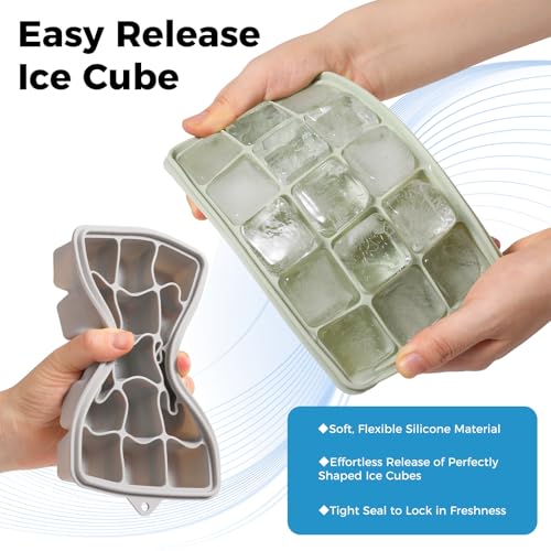 Silicone Ice Cube Trays with Lid (Gray)