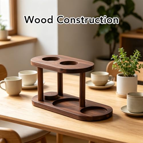 Pour Over Coffee Station Solid Wood Coffee Dripper Stand 14.6 x 6.5in Elevated Brewing Platform Stable Display Organizer for Home Office Bar